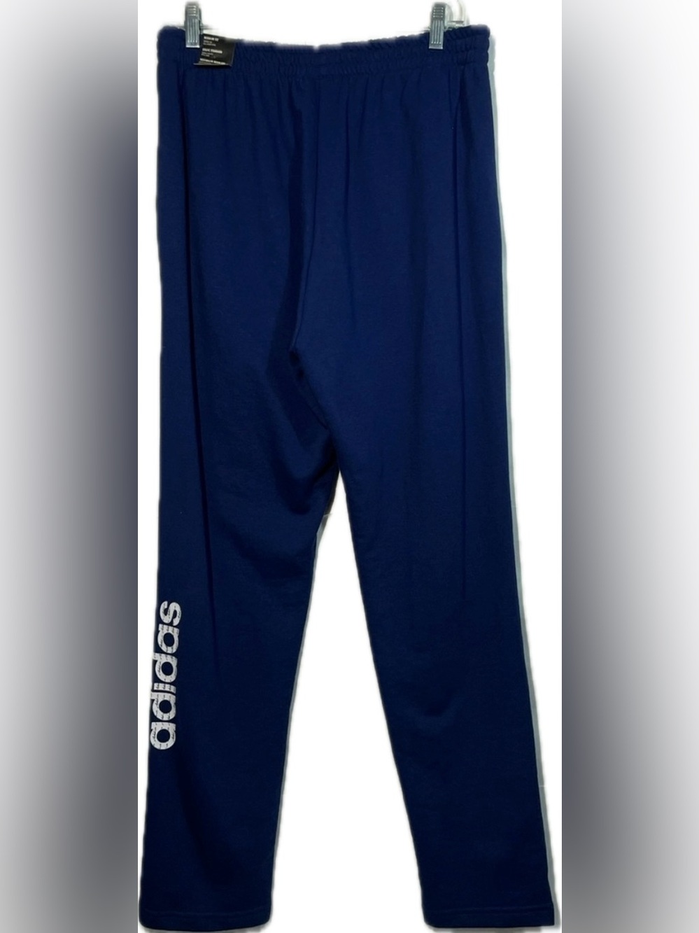 NWT adidas Men’s Medium Essentials Linear French Terry Pant in Dark Blue/White